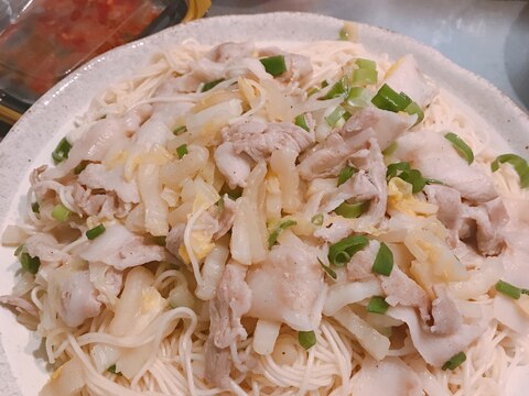 豚バラと白菜の素麺チャンプルー